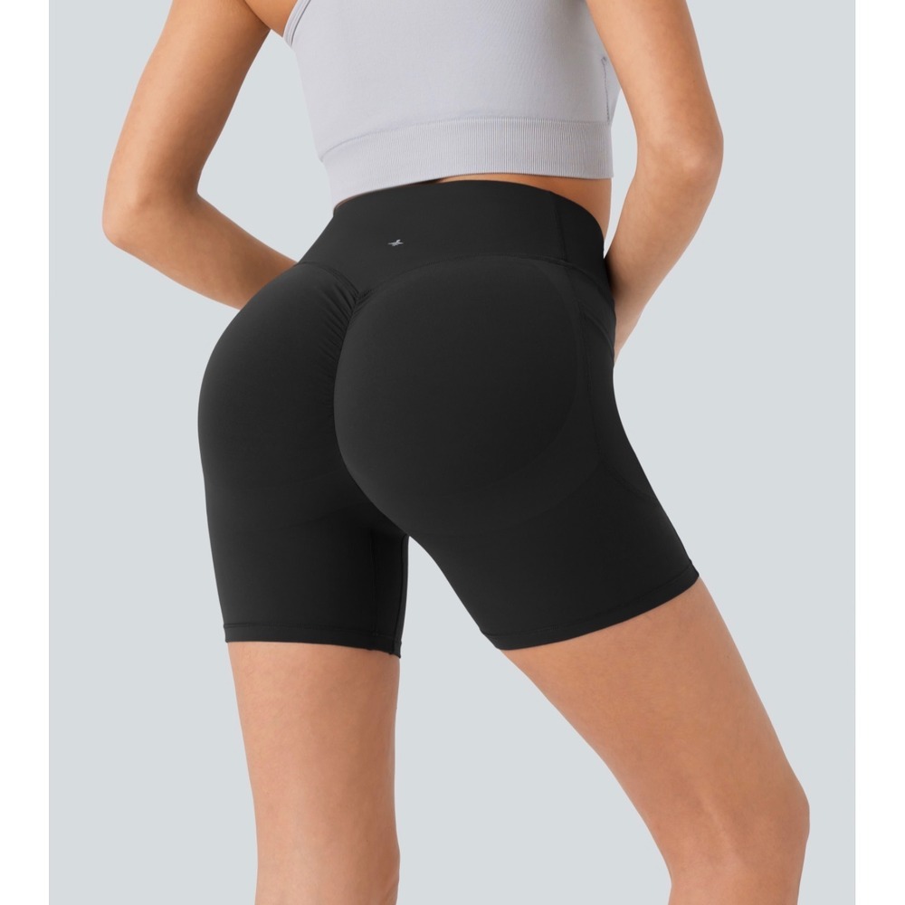 Halara UltraSculpt High Waisted Scrunch Butt Lifting Shorts Black Large 02858306